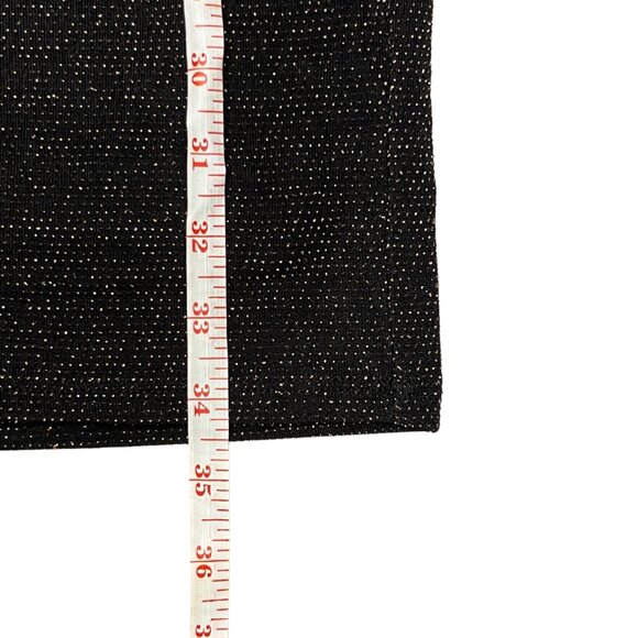 Forever 21 Black Metallic Shimmer Bodycon Mini Dress Size L V-Neck Party Glam - Picture 10 of 14